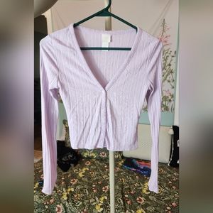 V-neck button up top xs ladies lavender